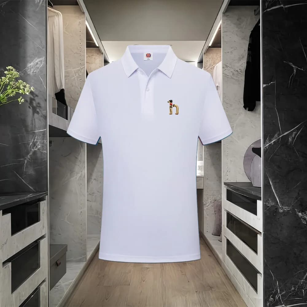 Polo a Maniche Corte di Lusso di Alta Gamma, Nuova Tendenza Estiva, T-shirt Casual con Ricamo a Forma di Cane, Stile Coreano, Abbigliamento da Golf per Uomo
