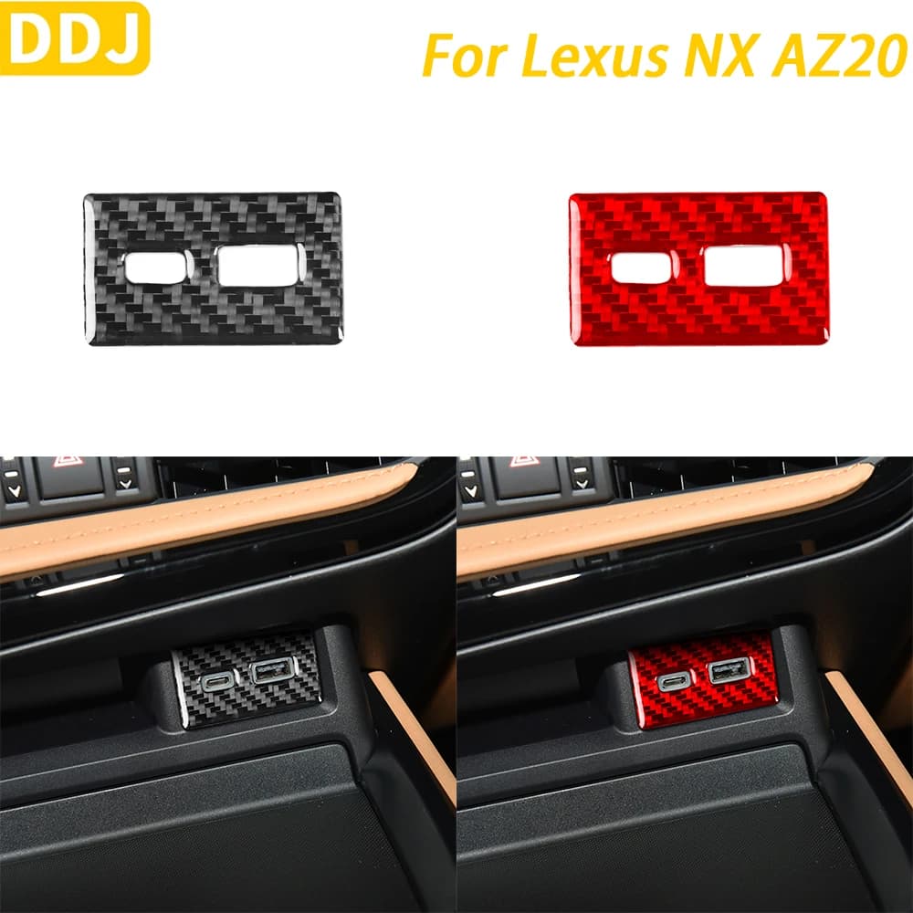 Per Lexus NX AZ20 250 350H 450H 2022-2024 accessori presa di corrente per Console in fibra di carbonio copertura per pannello USB adesivo per interni auto