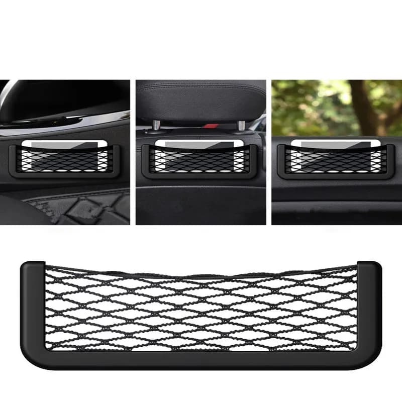 Paste Net Pocket Storage Bag for Car, Universal Phone Holder Interior Organizer Accessories 1PCS