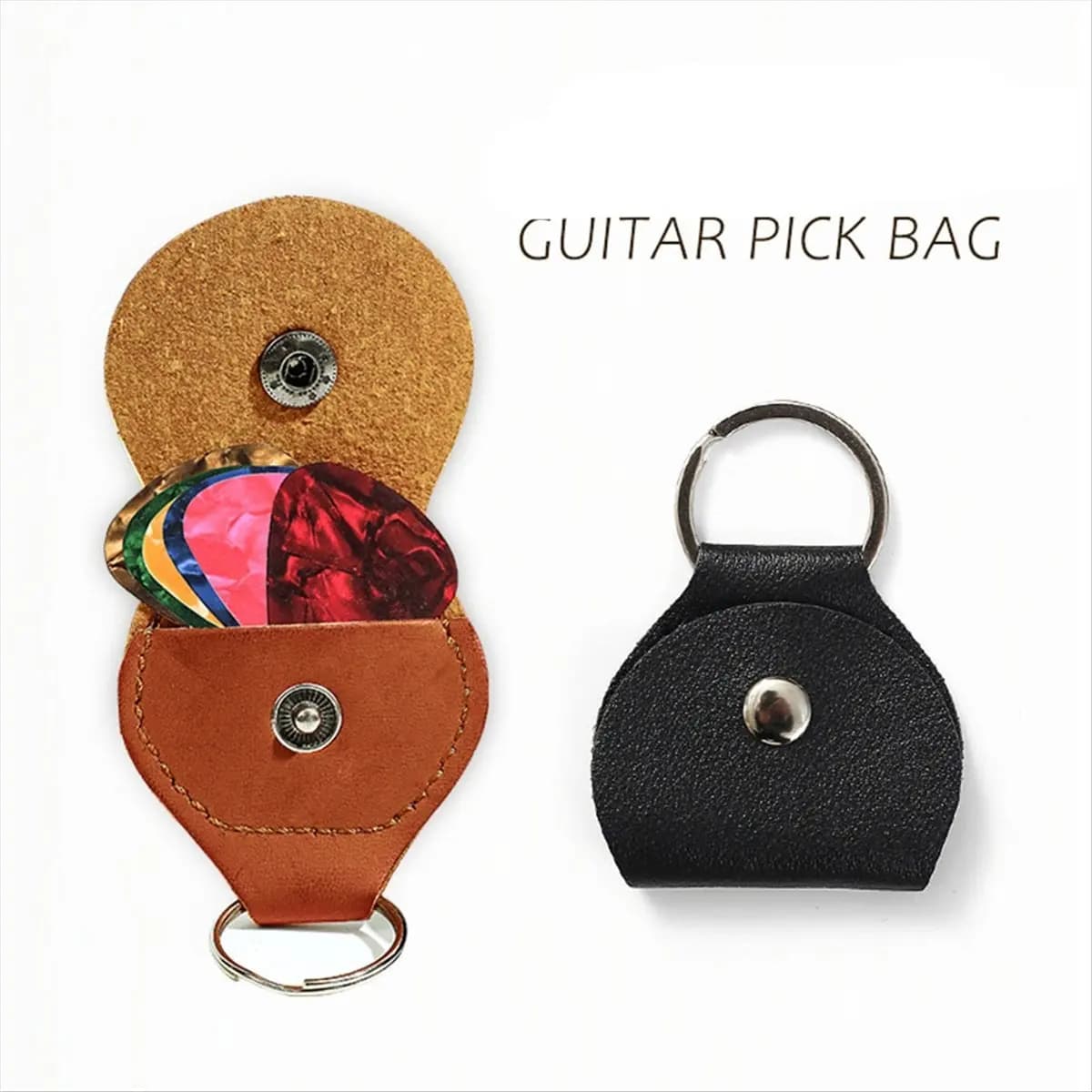 Portachiavi TUREBG 5X per plettri da chitarra, custodia per plettri, portachiavi a forma di plettro, regalo per chitarristi, nero