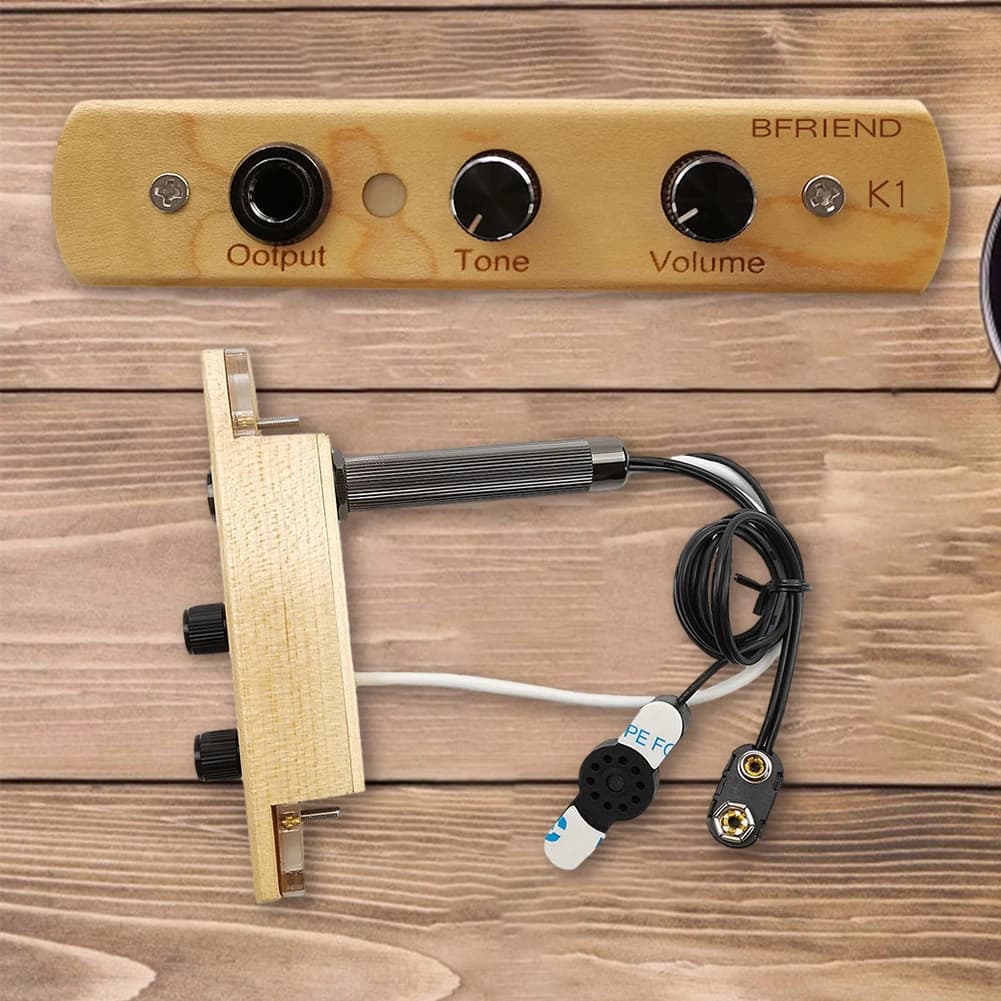 Preamplificatore/Pickup per Cajon con Controllo Tono e Volume, Sistema di Pickup Elettronico, Jack di Uscita, Accessori per Strumenti a Percussione