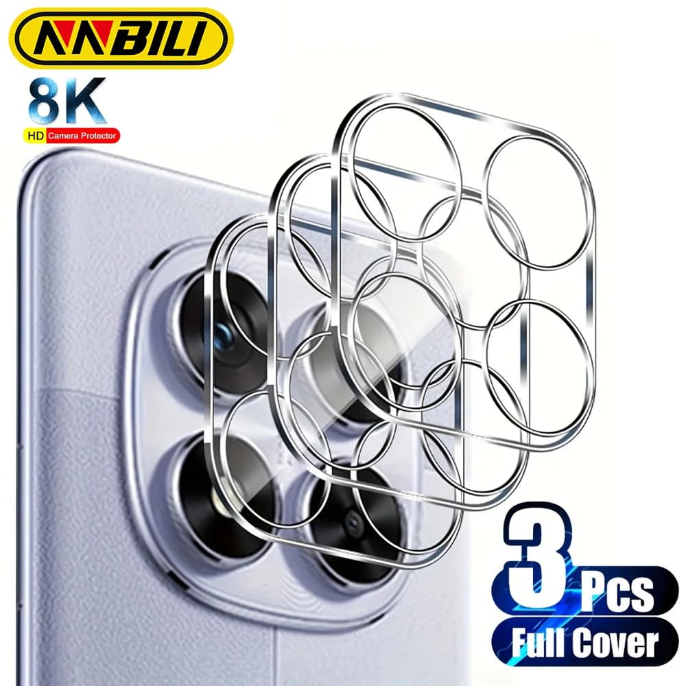 NNBILI 3Pcs Full Coverage Tempered Glass Film Camera Lens Cover Protector For Redmi Note 14 13 Pro Plus Xiaomi Mi 14T 13T Pro