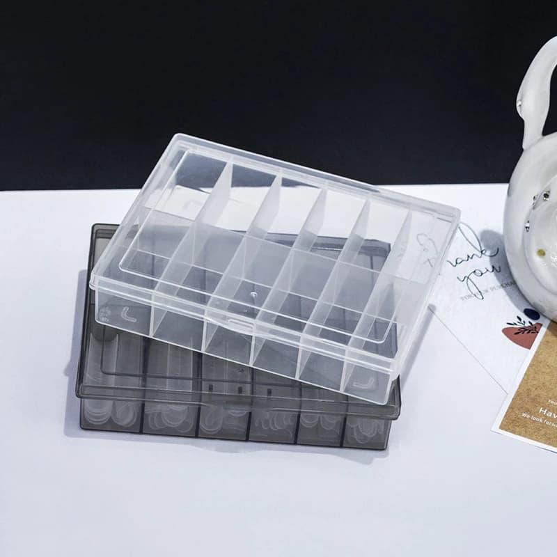 12 empty transparent grids for nail sheets plastic jewelry storage box beads gems rhinestones tips for fingernails organizer box
