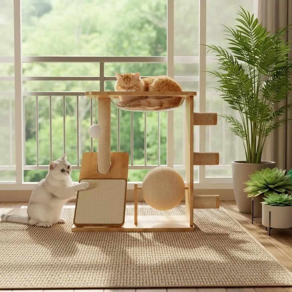 Indoor Goods Accessories Scrapers Cat Tower Climbing Wooden Castle Shelves Cat Tower Large Sandbox Drapak Dla Kota Cat Supplies