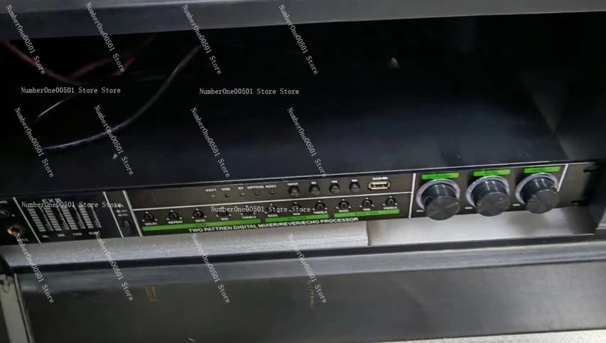 Preamplificatore Professionale per Karaoke con Doppio Microfono Wireless, Bluetooth, Anti-Feedback, Macchina All-in-One