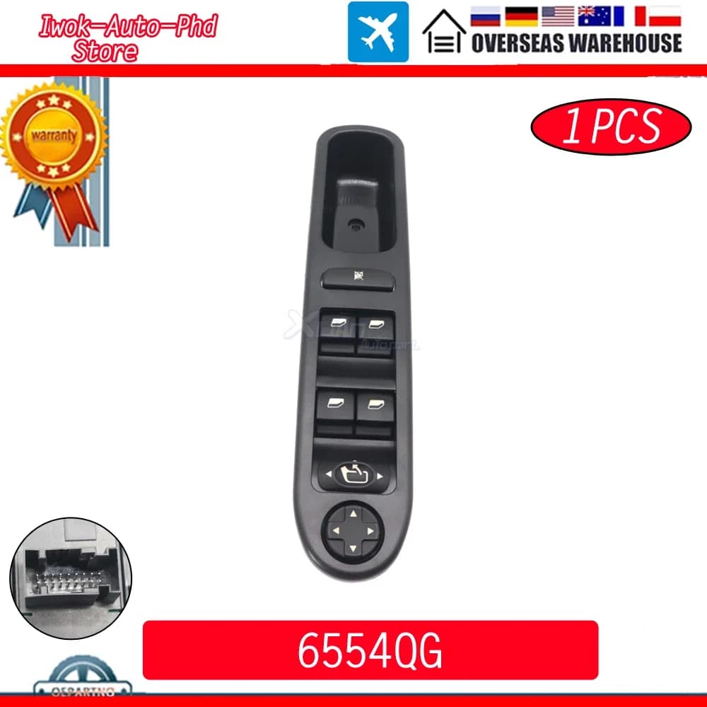 Nuovo per PEUGEOT 207 2008-2014 6554QG interruttore alzacristallo elettrico principale lato guida sinistro