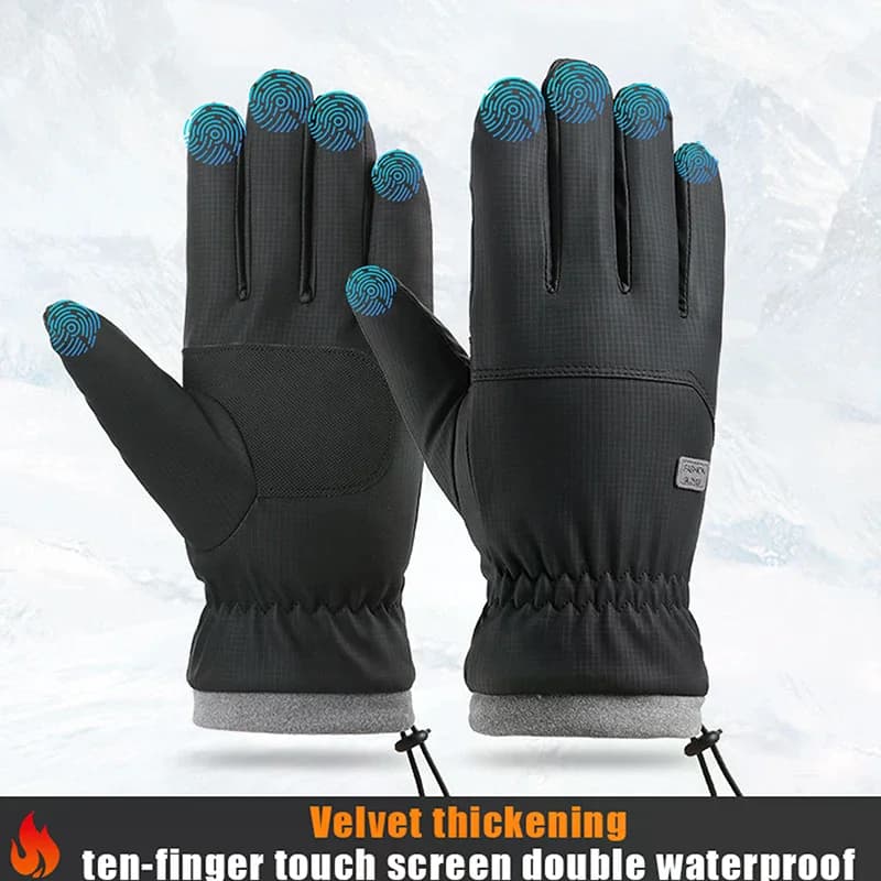 Winter Cycling Gloves Men's Motorcycle Winter Warm Touch Screen Gloves Outdoor Waterproof Windproof Keep Warm Road Bike Gloves