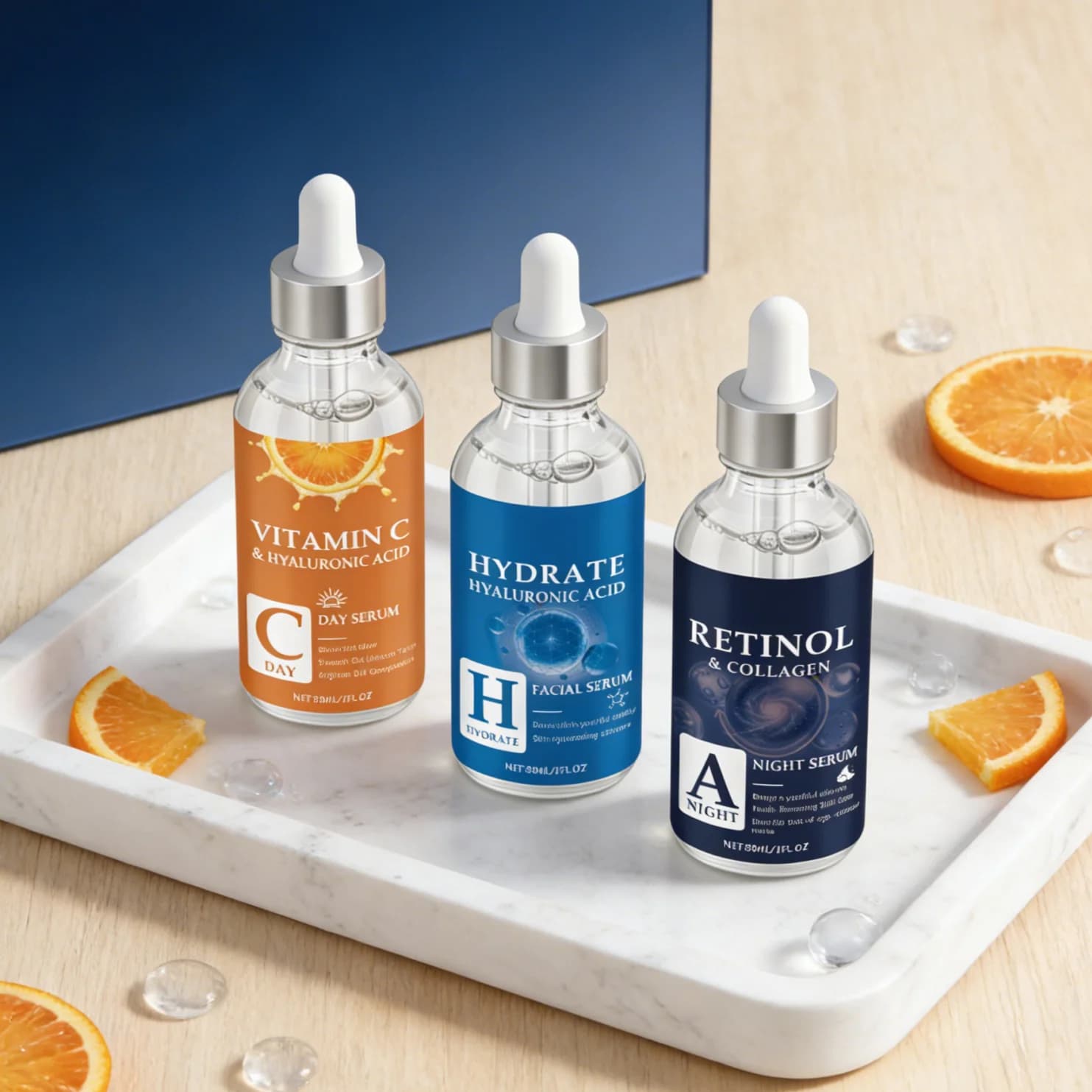 Hyaluronic Acid Face Essence Series Smooth Wrinkle Firm Skin Fade Blemish Nourish Repair Elasticity Retinol Vitamin C Skin Serum
