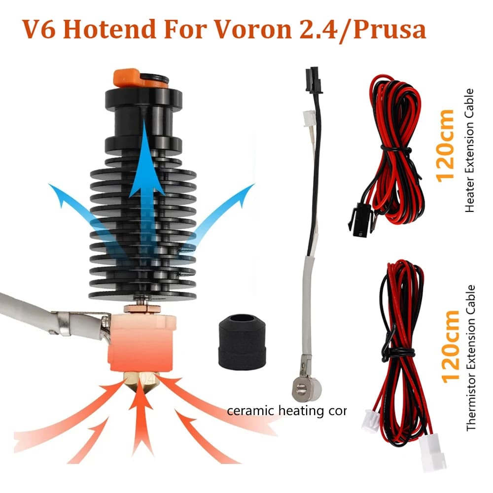 24V E3D V6 Hotend per DDE DDB Voron 2.4 Prusa estrusore Ender 3 CR10 MK3S stampante 3D J-head testa di stampa nucleo riscaldante in ceramica