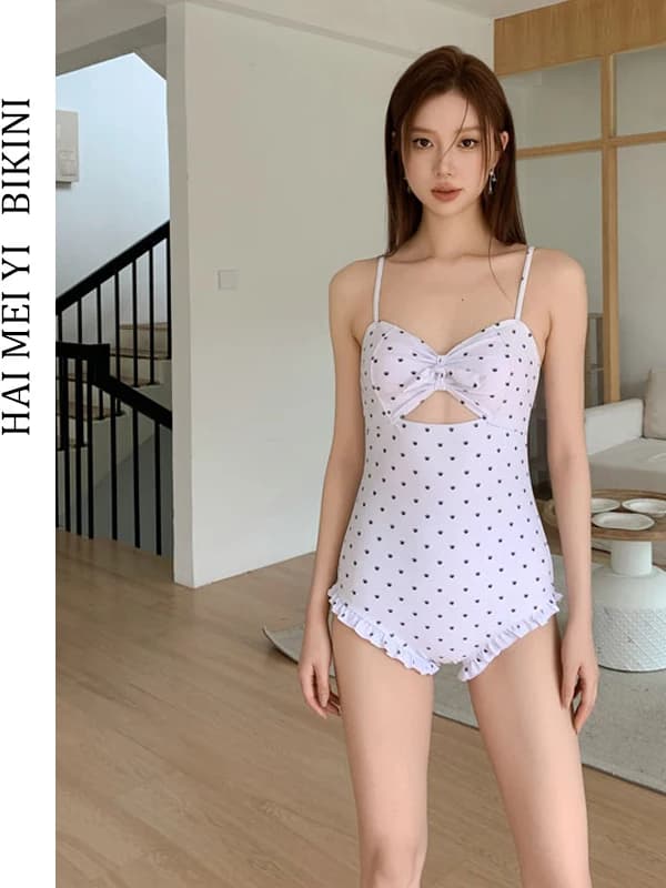 Hamiyi Nuovo Costume da Bagno Intero Vintage da Donna, Modellante per Seno Piccolo, per Studentesse, per Terme, Stile Semplice, con Imbottitura Fissa sul Seno