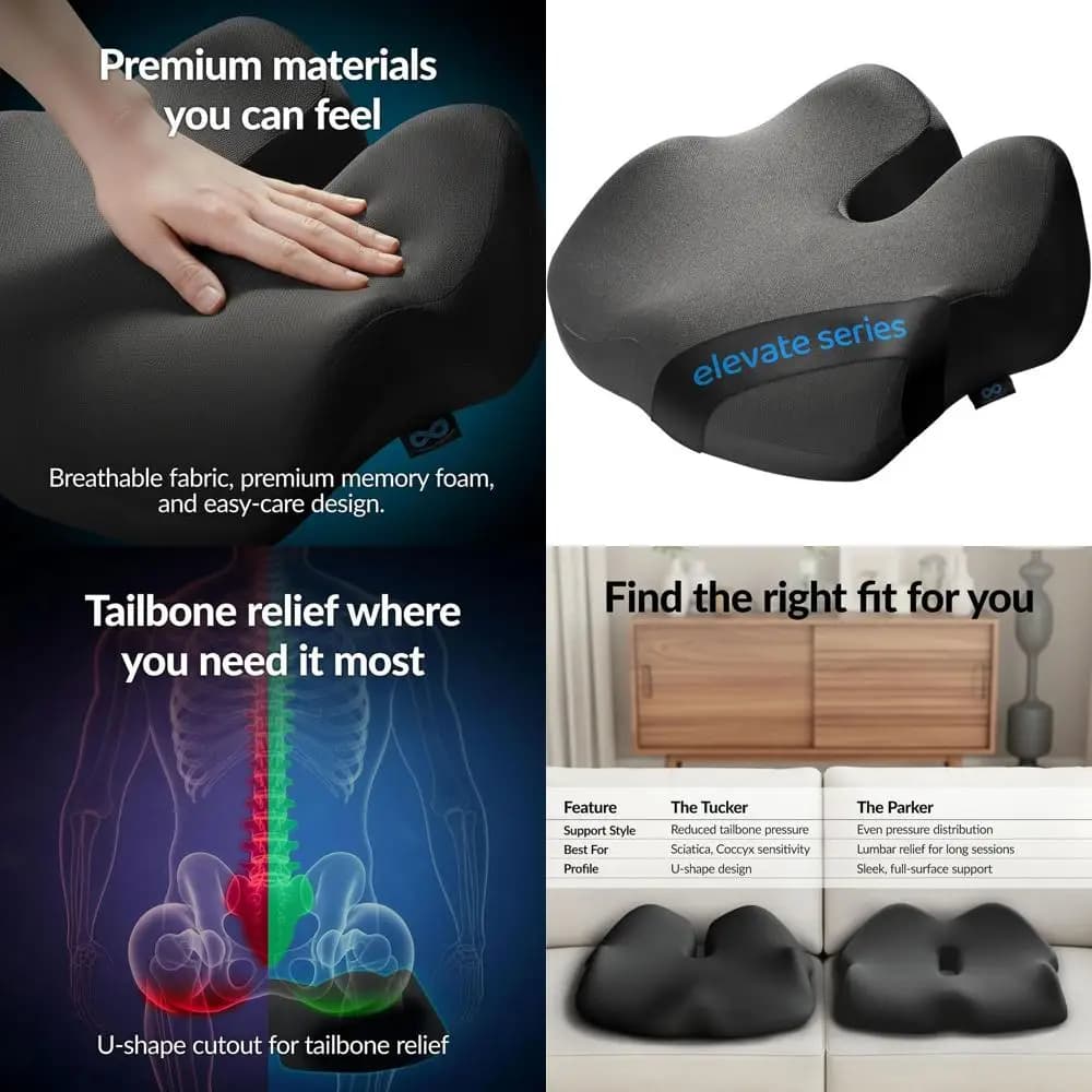 Cuscino in memory foam per sedie da ufficio e auto - Accessori ergonomici da scrivania per alleviare il dolore al coccige e la sciatica (Lar