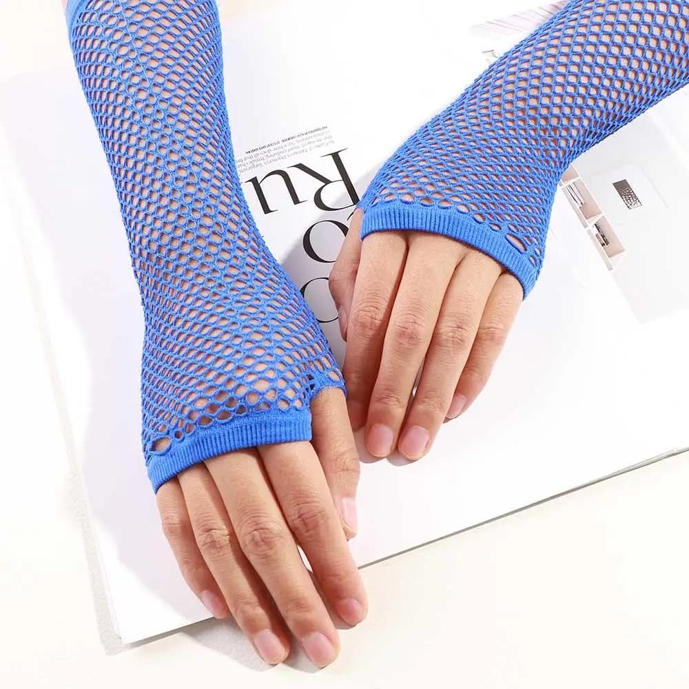 Lady Sexy Nightclub Mesh Net Rete da pesca Feste Guanti Guanti a rete Guanto lungo Guanto punk