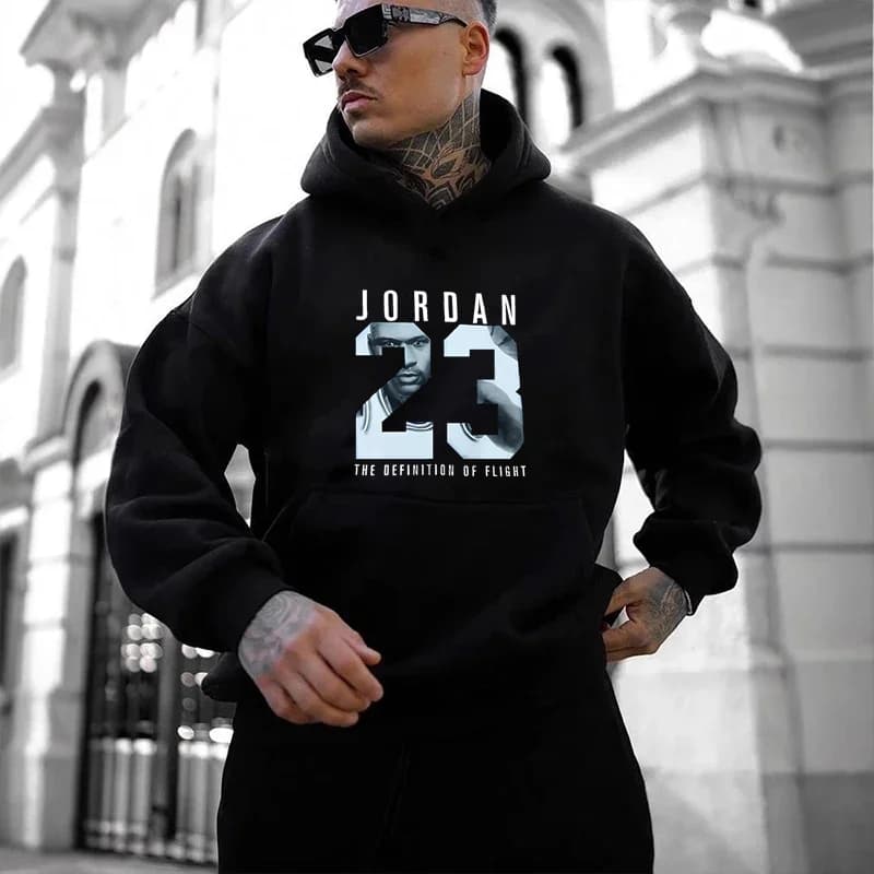 Felpa con cappuccio in pile autunno e inverno unisex stampata con 23 lettere dei nuovi uomini Casual Harajuku Y2k Hip-Hop Street Outdoor Sports Style