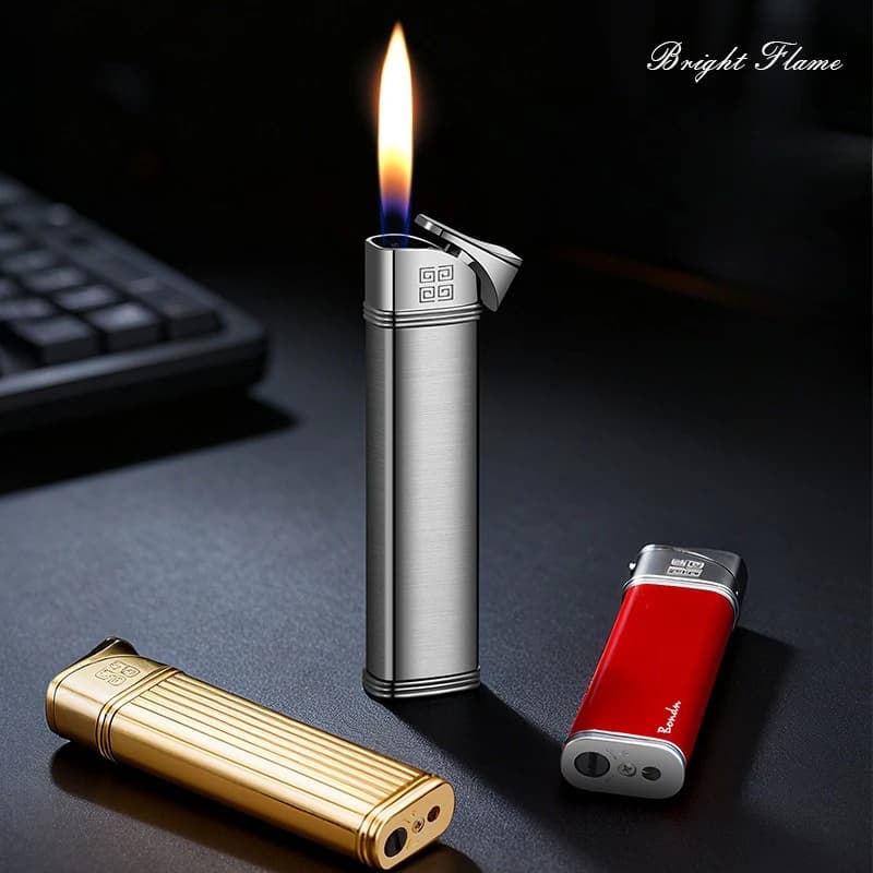 Mini accendino a gas butano Accessori per fumatori portatili ad alta fiamma per esterni e strumento di accensione in metallo per accendisigari gonfiabile