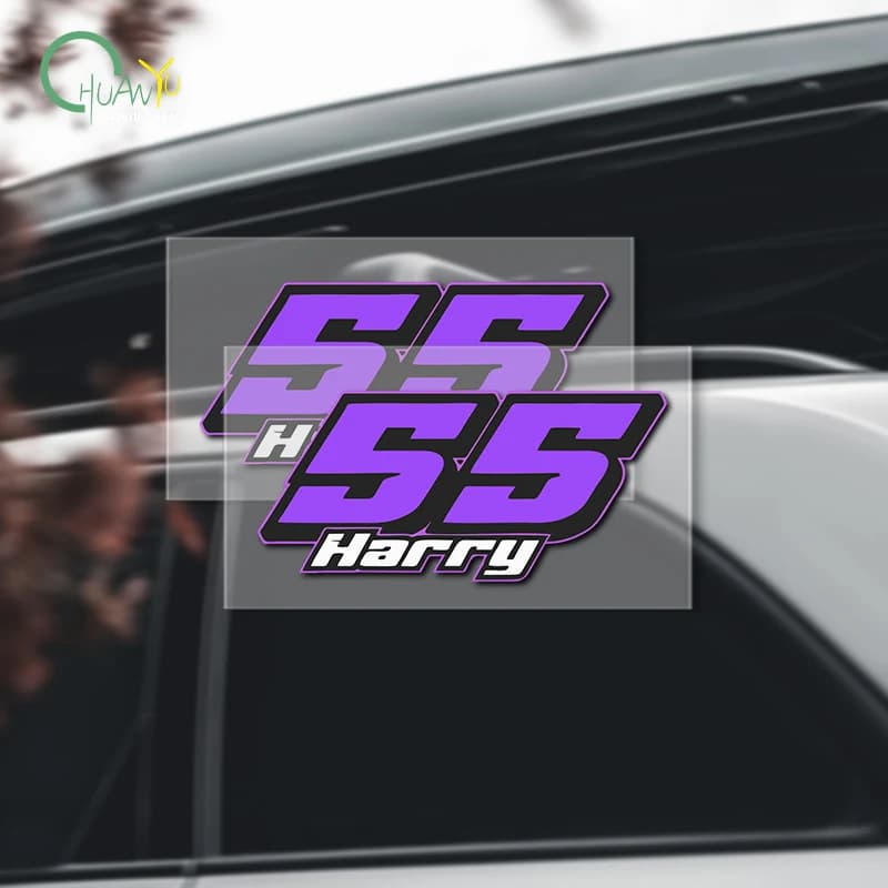 Adesivo Decorativo per Auto Personalizzato con Numero 55 Viola, Copertura Anti-Graffio per Carrozzeria