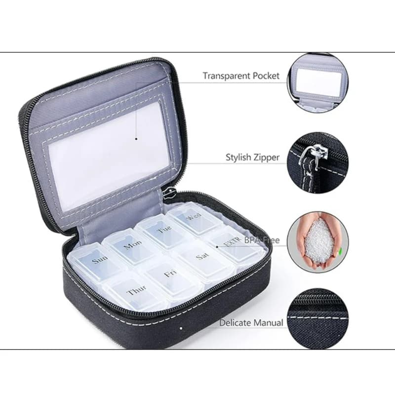 Custodia portapillole, portapillole settimanale per porta vitamine e integratori, custodia per medicinali Organizer da viaggio per 7 giorni