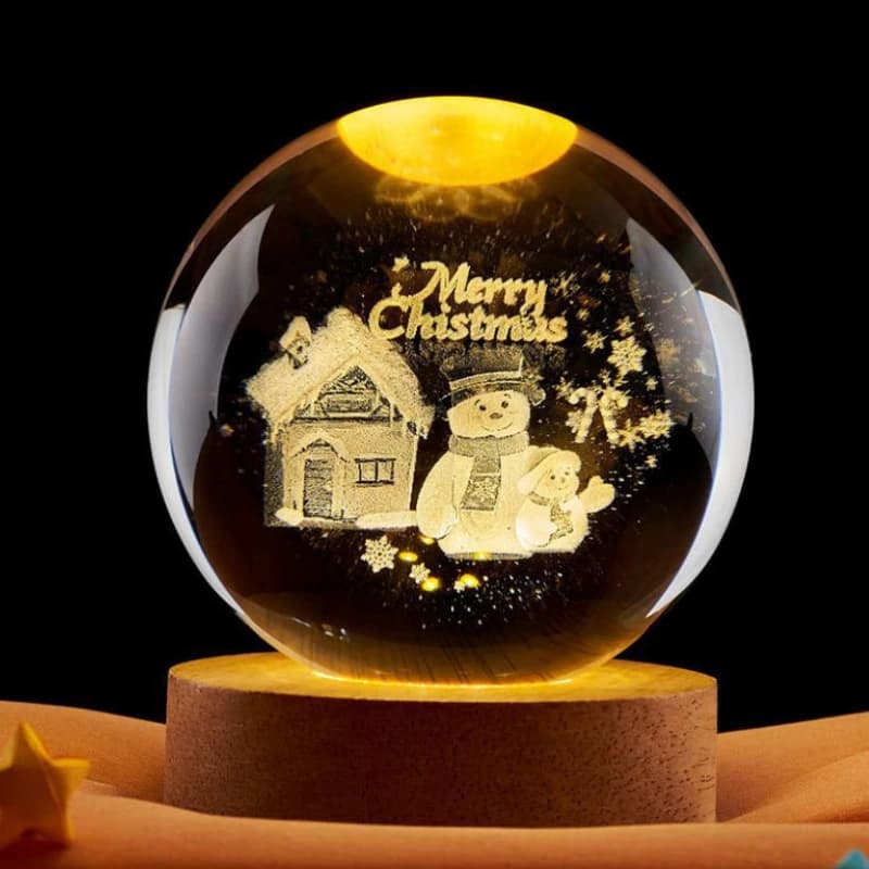 Natale cristallo 3D laser interno intaglio palla luce notturna sfera cervo di Natale Babbo Natale inciso incandescente regalo di nicchia decorazione della casa