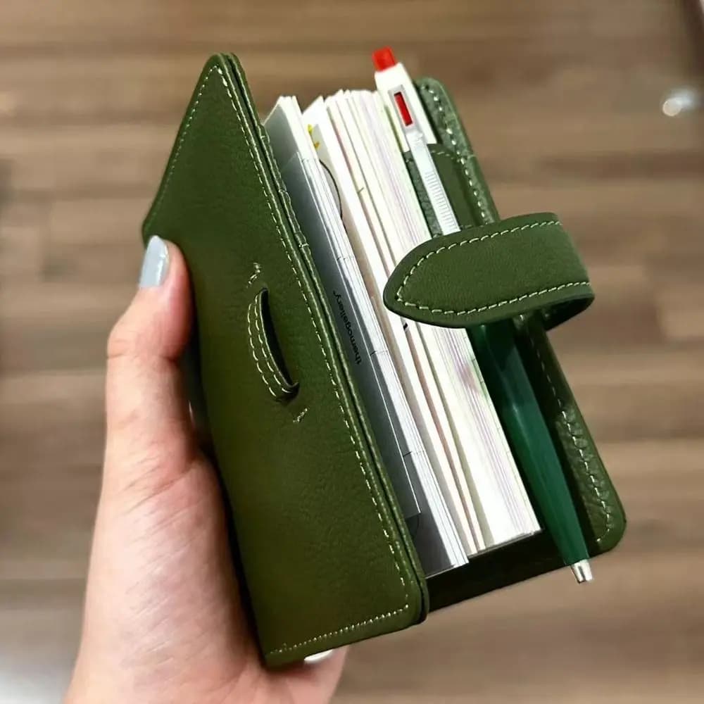 New M5 Green Leather Notebooks Blank Inner Page Portable Hand Ledgers Thickened Loose Leaf Notebook