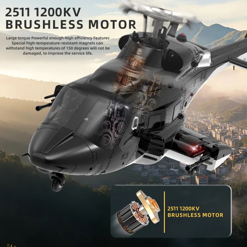 Elicottero RC Yu Xiang Yxznrc F02 V Airwolf a 6 Canali Senza Aileron, Aeromodello Telecomandato per Volo Esterno con Acrobazie 3D