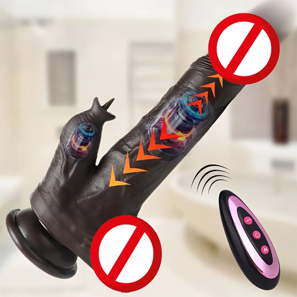 Leccare la lingua Spinta Dildo con telecomando Vibrazione in silicone Riscaldamento telescopico 3 in 1 Vibratore Giocattolo adulto del sesso per le donne