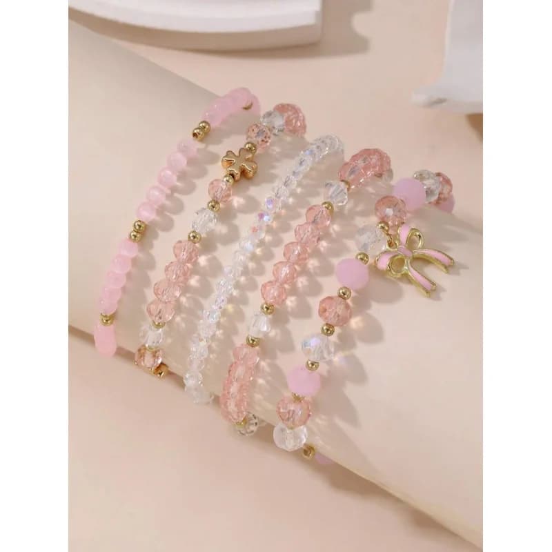Set di 5 braccialetti con perline a forma di farfalla – Braccialetti impilabili dal fascino dolce per un look adorabile.