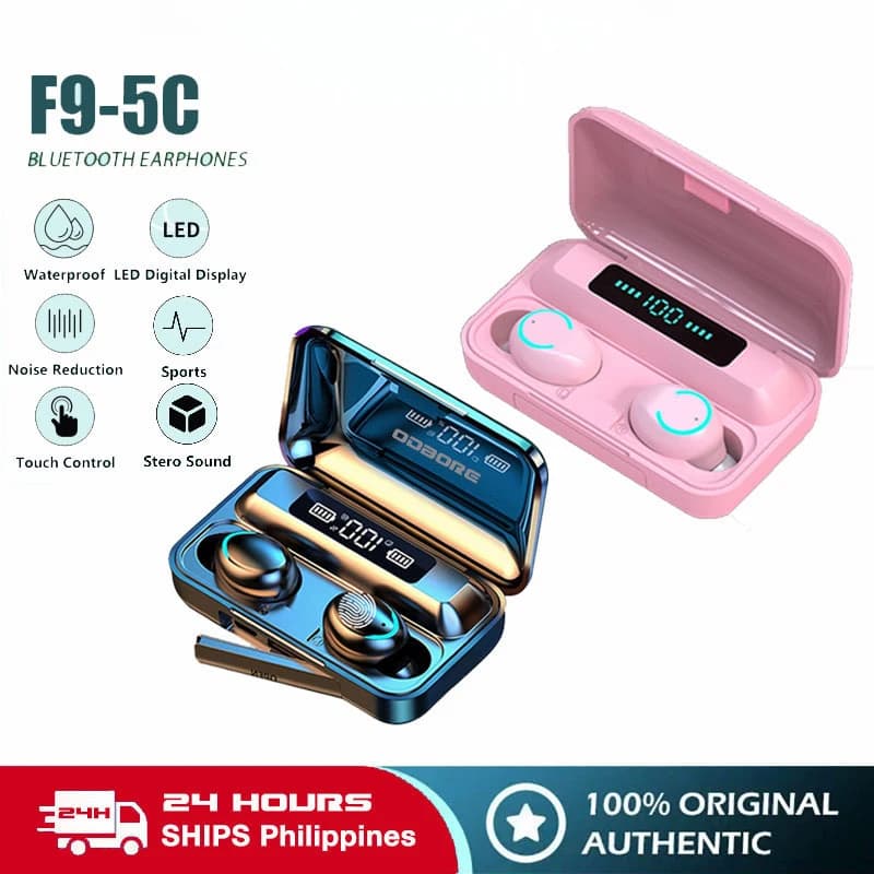 TWS F9-5 Auricolare Bluetooth 5.1 Cuffie senza fili Hifi Stereo Sport Auricolari impermeabili Cuffie Apparecchi acustici con microfono Vivavoce