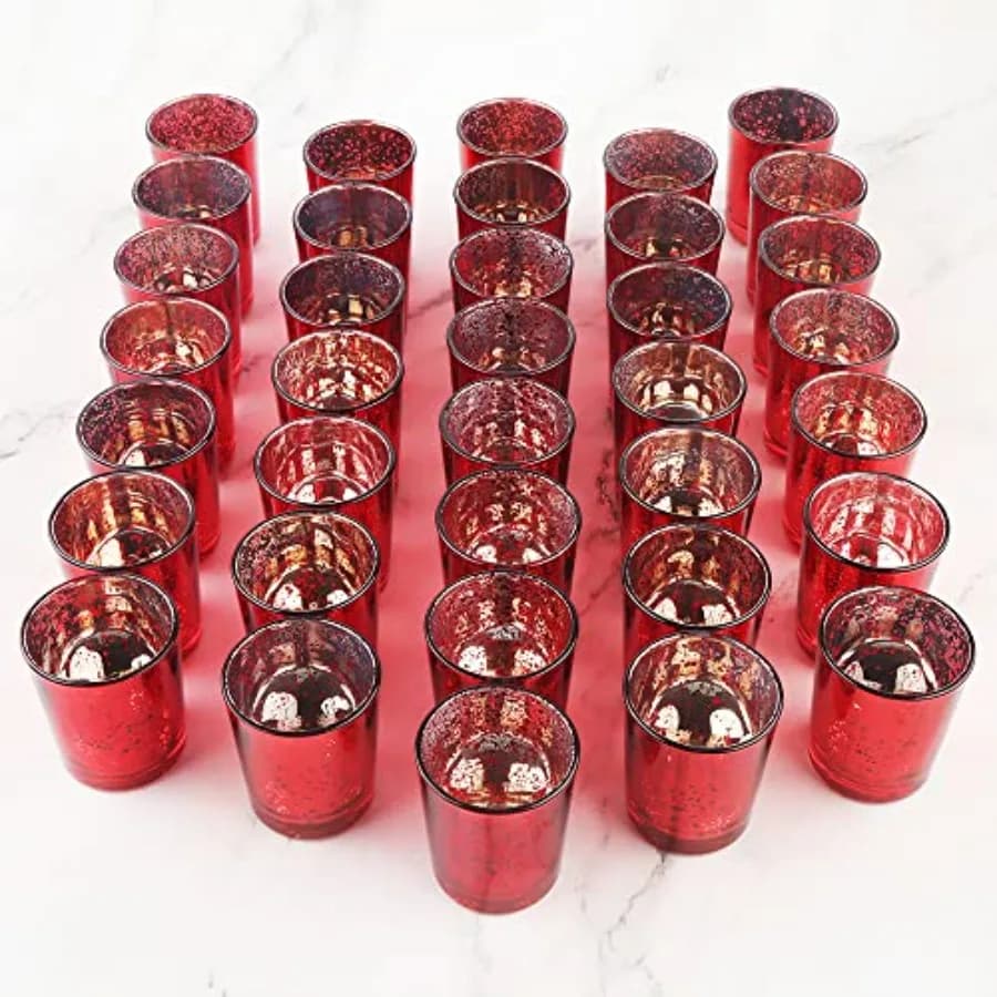 Set di 36 Portacandele in Vetro Mercurizzato - Eleganti Portacandele Votivi per Matrimoni, Battesimi e Decorazioni per la Casa - Perfetti per Tab