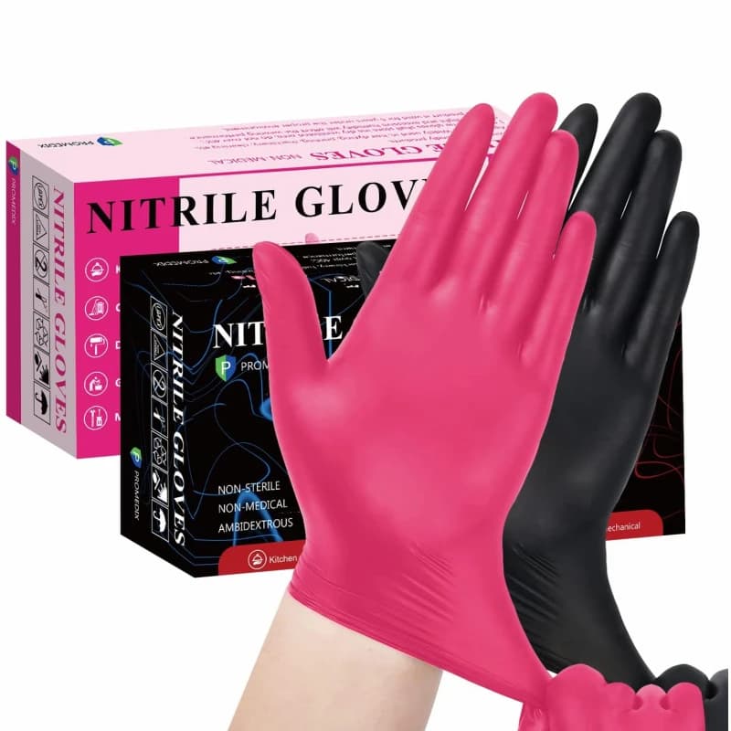 Guanti monouso in nitrile fucsia rosa 20/50/100 pezzi guanti per pulizia senza lattice in polvere per bellezza tinture per capelli estetista salone di bellezza