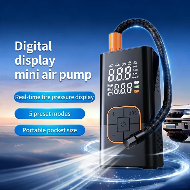 150PSI Smart Air Pump Tire Inflator Portable Air Compressor with Digital Pressure Gauge for Car Bike Motorcycle Ball Football