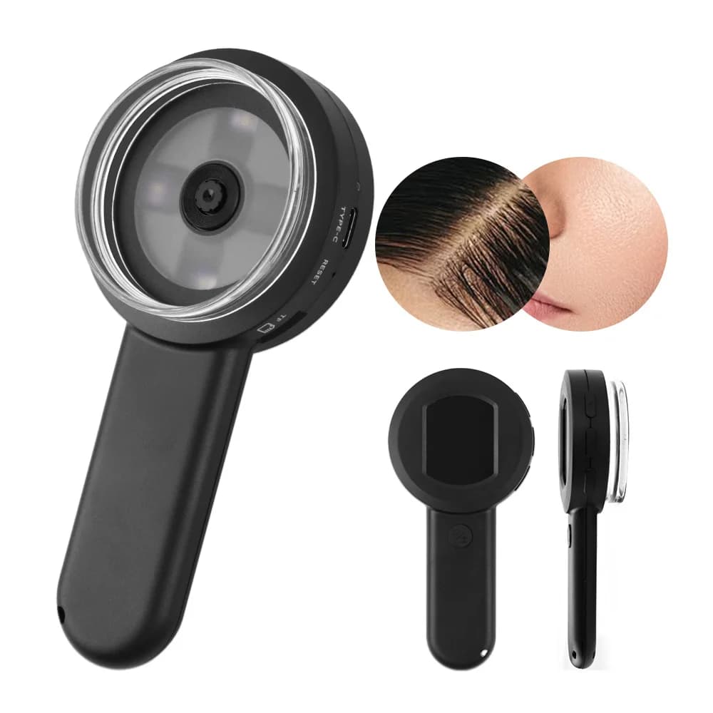 Mini microscopio digitale portatile ricaricabile per l'analisi della pelle - Dermatoscopio portatile con ingrandimento a 8 LED e analizzatore della pelle