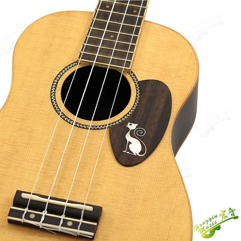 Ukulele da 23 e 26 pollici con intarsi in palissandro, pickguard in vera conchiglia bianca/conchiglia colorata con adesivo biadesivo e motivo floreale animale