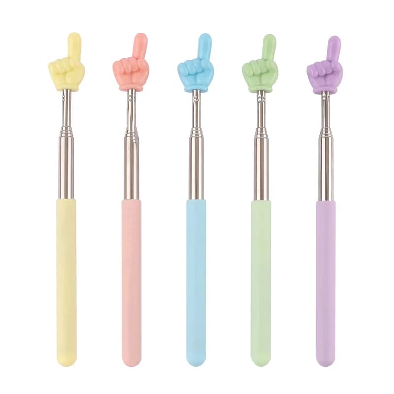 Puntatore Telescopico per Insegnanti a Forma di Dito, in Acciaio Inossidabile, Design Macaron, Accessorio per l'Insegnamento Scolastico