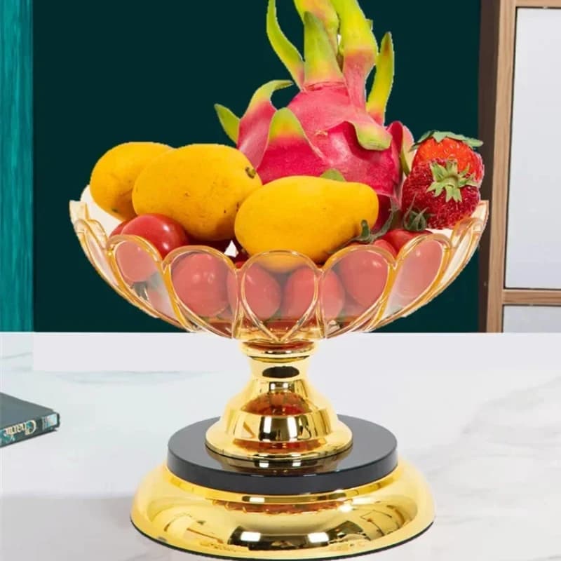 Piatto di frutta secca e frutta, soggiorno domestico, piatto di frutta in cristallo multistrato in stile europeo, stile di lusso leggero di fascia alta