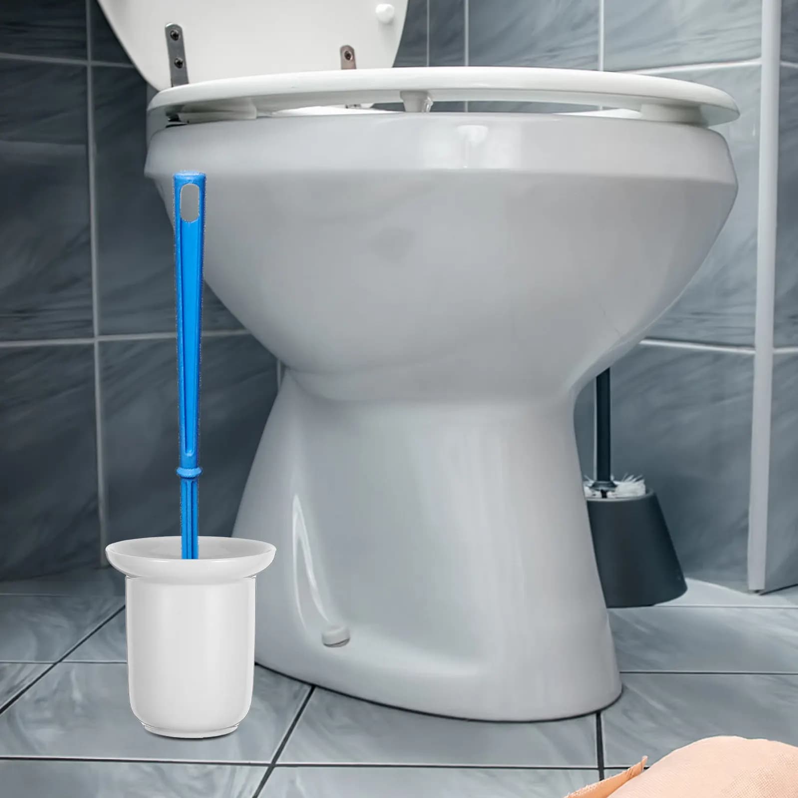 Portascopino da Bagno Smerigliato con Design Opaco, Contenitore per Spazzola Pulizia, Supporto per Spazzole per la Pulizia di WC, Lavandini e Vasche da Bagno