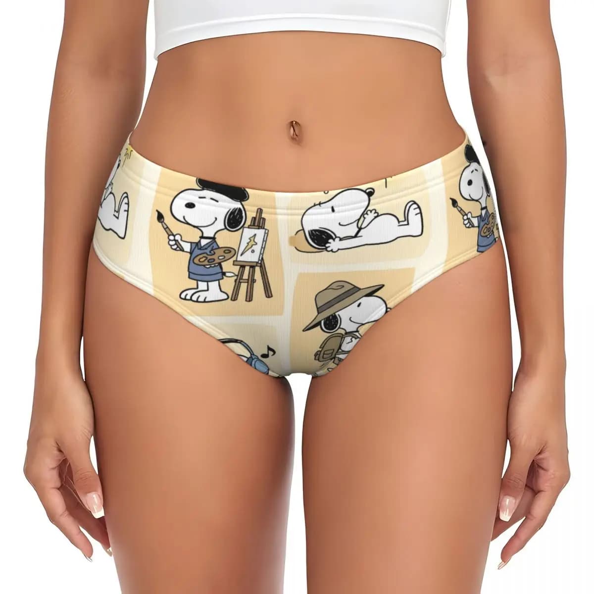 Women's Elasticized Mutandines with Manga Snoopy Woodstock Printing, Valentine's Gift