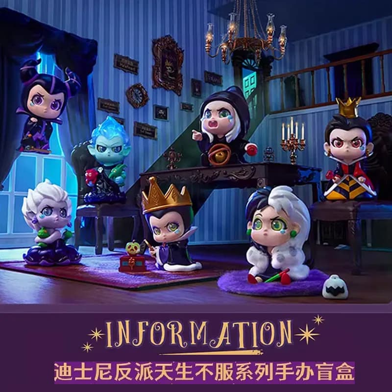 MINISO Disney Villains Born to Defy Blind Box - Statuetta Evil Queen, Personaggio Classico dei Cartoni Animati, Modello da Collezione per Scrivania, Regalo