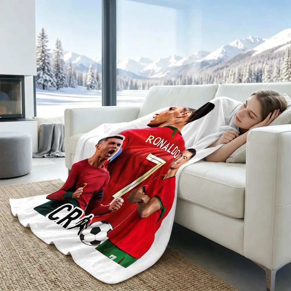CR7 Ronaldo Cooling Blanket Summer Cooling Throw 3D Digital Print Portugal Soccer Player Bed Sheet Set Moisture Wicking Air Cond