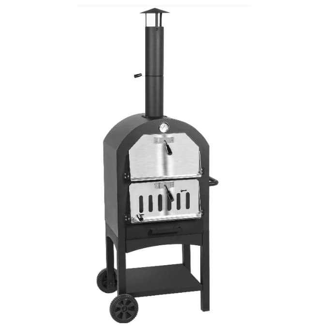 Outdoor Pizza Maker Oven Portable Stainless Steel Metal BBQ Grill Wood Fire Oven with Pizza Stone Shovel and Free Cover