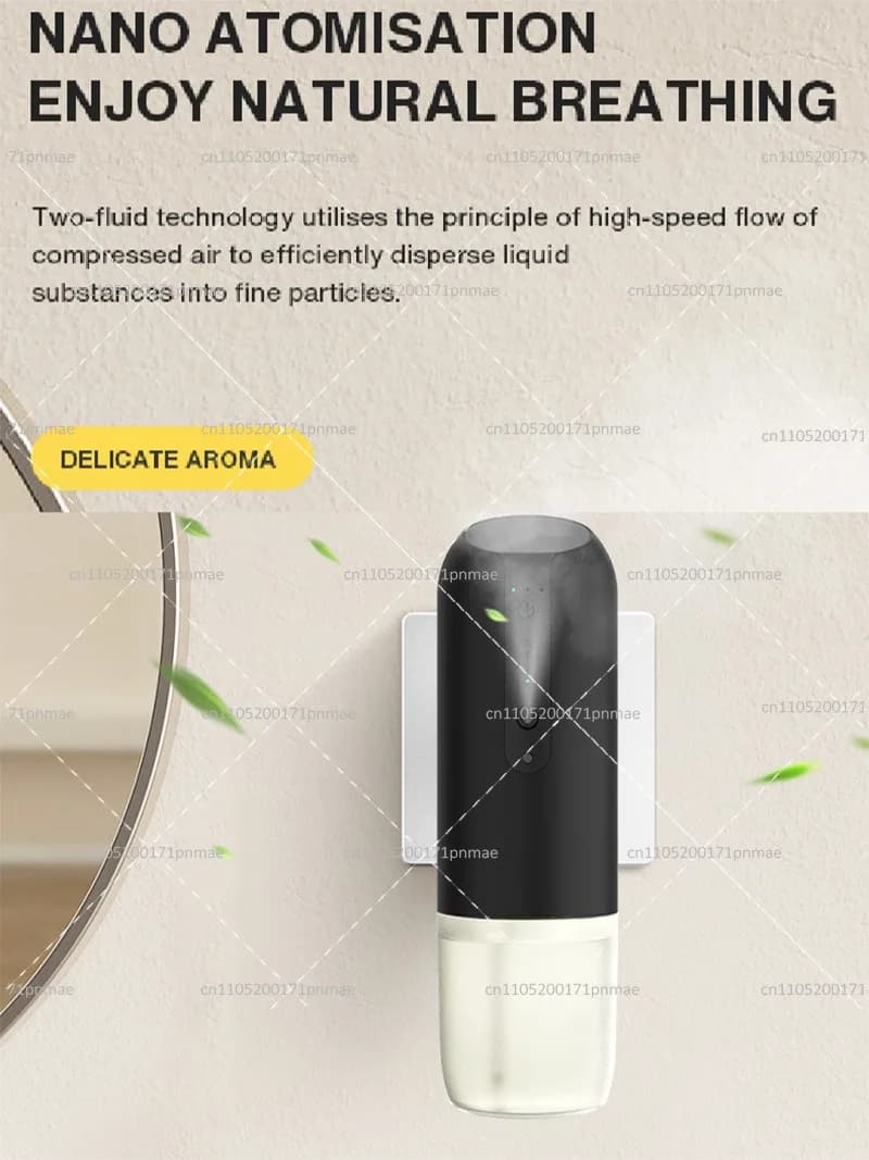 Diffusore di Fragranze da Parete Senza Acqua, Diffusore Intelligente per Oli Essenziali, 100m3, Macchina per Profumare l'Aria in Casa e in Stanza