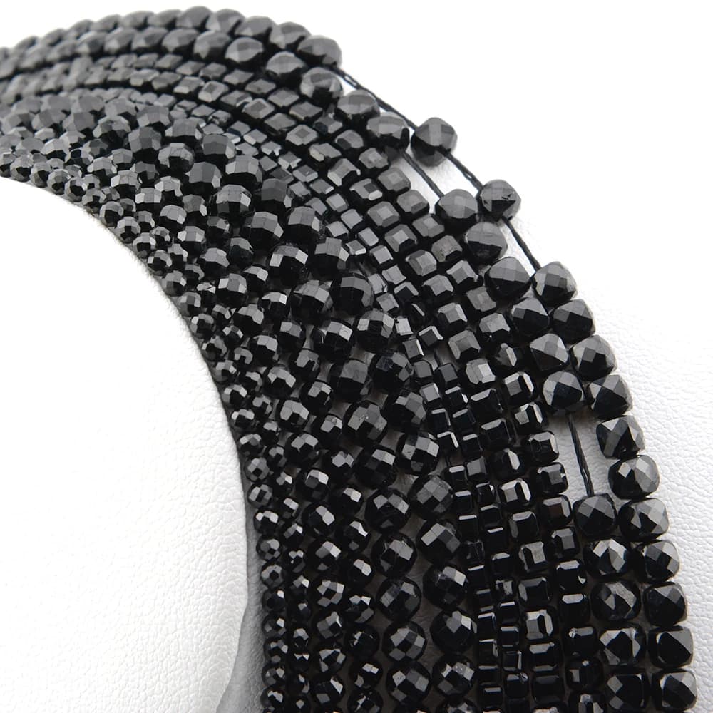 Spinello nero naturale sfaccettato rotondo/cubo/perline Rondelle 2mm,3mm,4mm,1x2mm,2x3mm, creazione di gioielleria raffinata