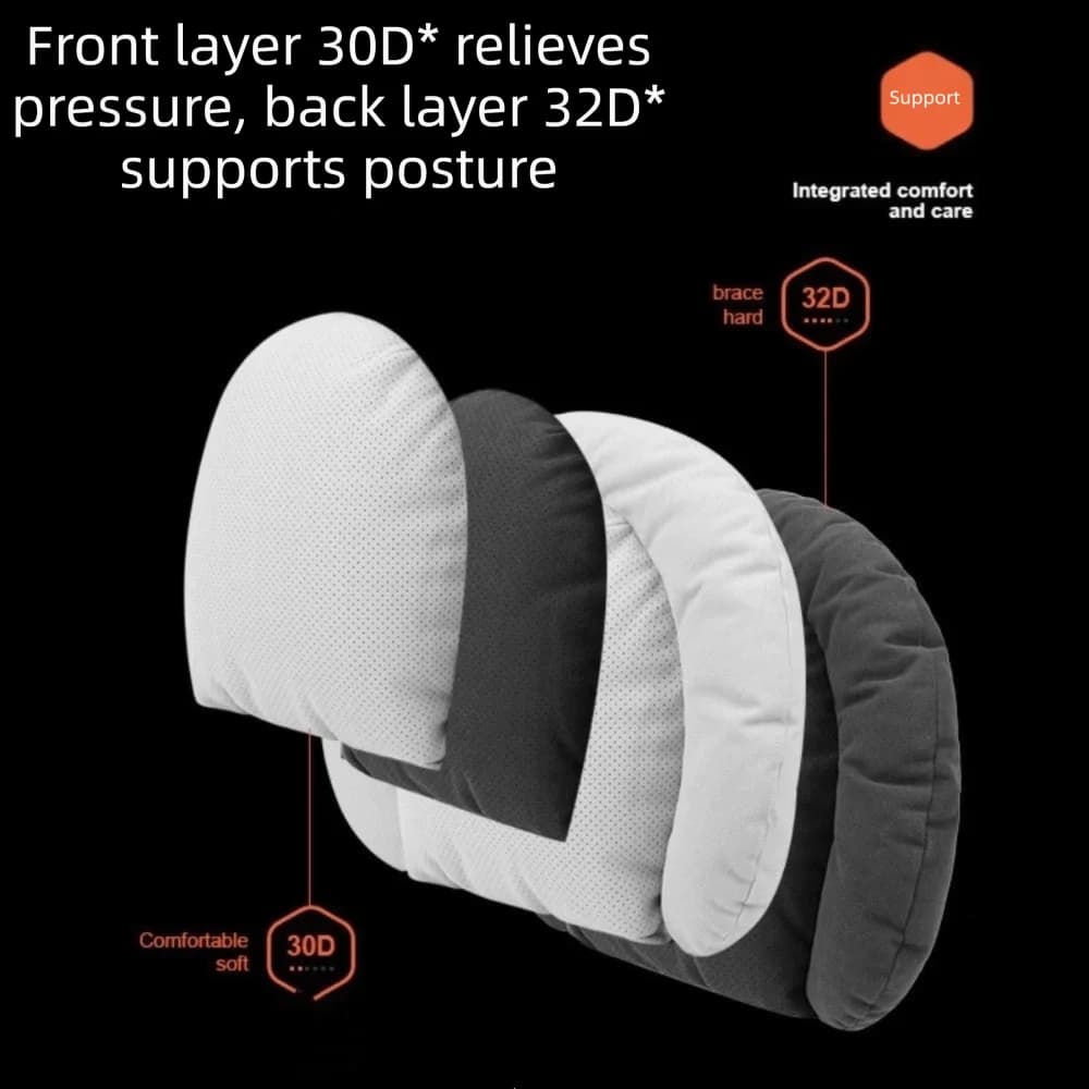 Breathable Surface Double Layer Lumbar Support Cushion Curved Shape Layered Inner Padding Car Seat Back Waist Support Pillow