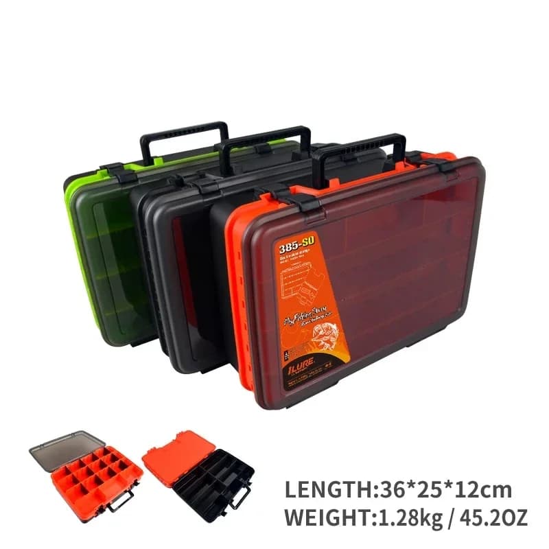 Large fishing gear box and thickening, multifunction plastic organizer, bag for bait tools, double layer hooks, squid mask boxes