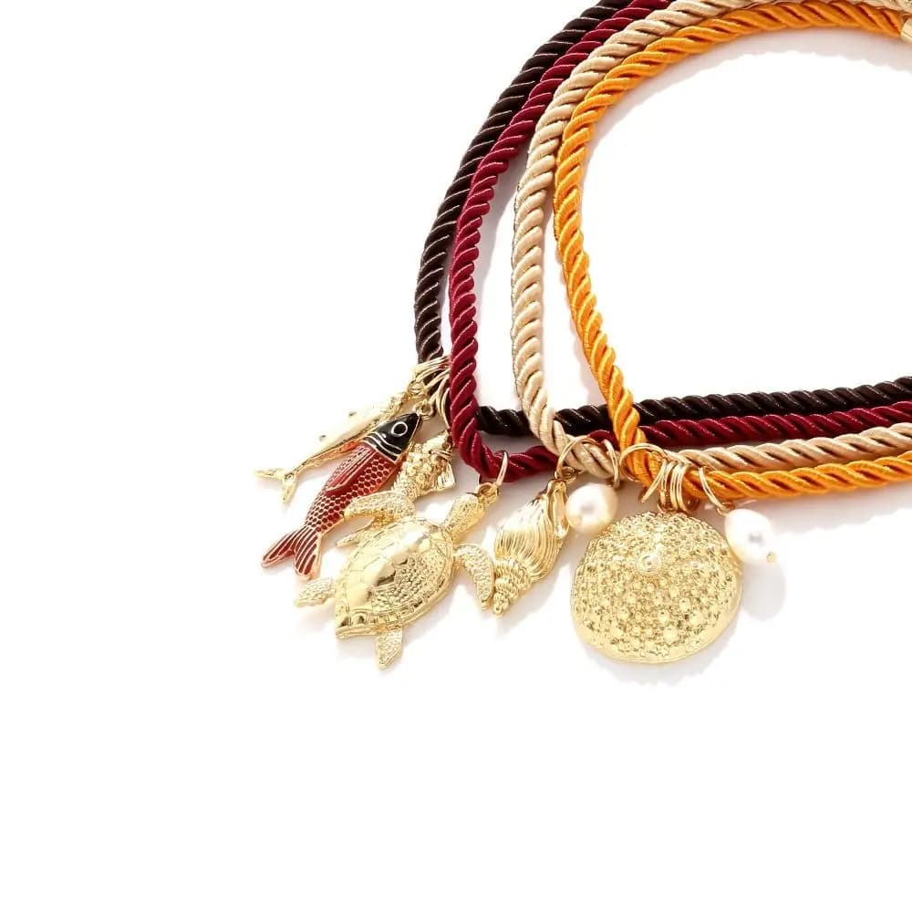 Collana con Ciondolo Floreale in Resina Stile Etnico, Set Collana con Cordino in Nylon Hip Hop, Accessori Gioielli con Charms a Forma di Organismi Marini