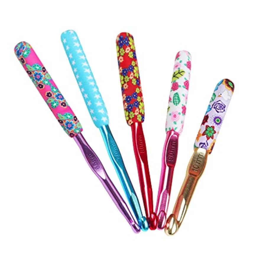 Warm Crochet Hooks Large, 10mm 9mm 8mm 7mm 6.5mm Large Crochet Hooks for Chunky Yarn Blanket Sweater Thick Wool, Big Crochet Ki