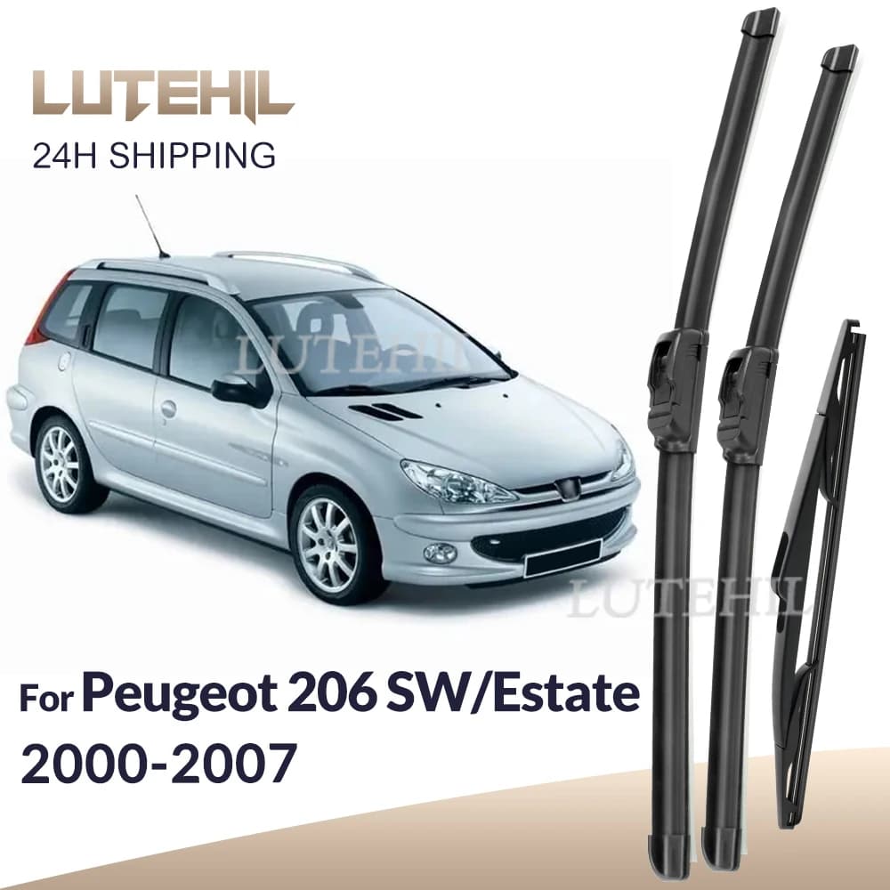 For Peugeot 206 SW / Estate 2000-2007 2001 2002 Wiper Front & Rear Wiper Blades Windshield Windscreen Window Brushes 26"+16"+14"