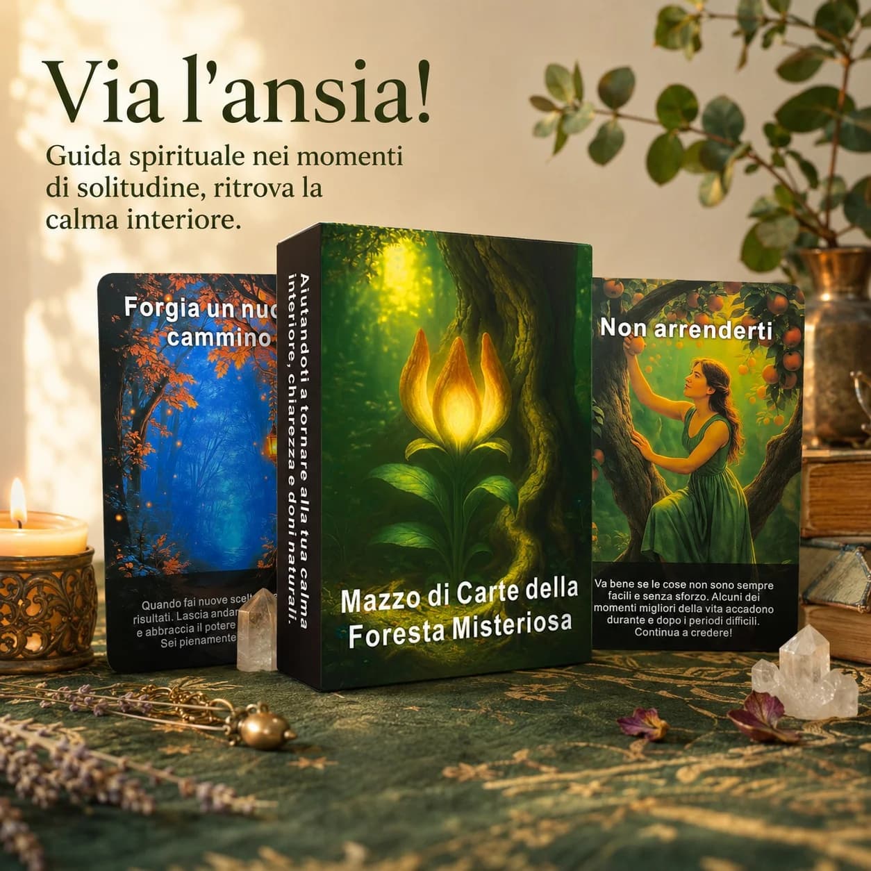 Carte Oracolo della Foresta Mistica Italiana, Serie Tarocchi da 48 Carte, Strumento di Divinazione, Mazzo per la Guarigione della Pace Interiore, Regalo Spirituale per la Meditazione