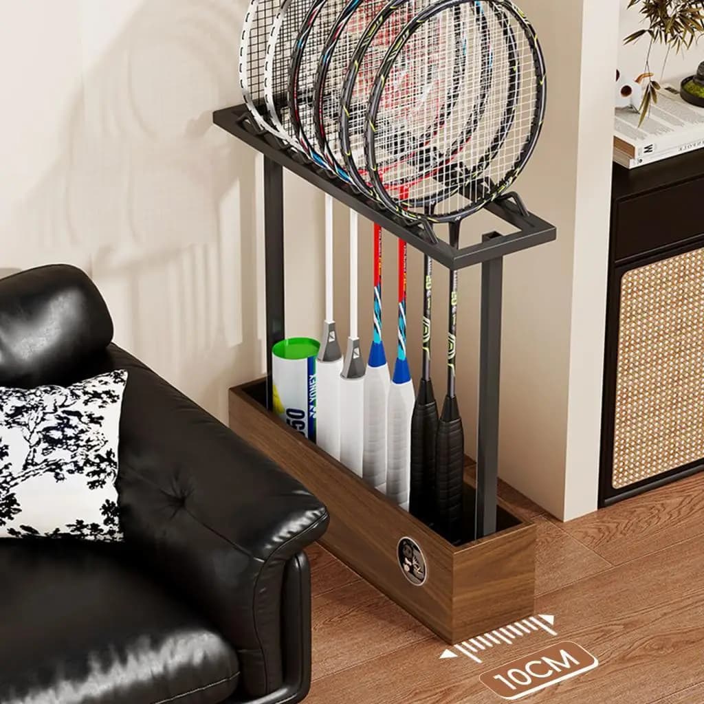 Supporto da terra per racchette da badminton, organizer stabile in ferro per attrezzature sportive, porta racchette da tennis per club, palestre, garage, asili