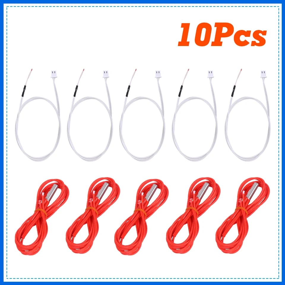10 pz/pacco Hotend 12 V/24 V 40 W Rosso Cartuccia Riscaldatore Estrusore Riscaldatore + 100 K NTC 3950 K Termistore per Ender 3 Pro 3D parti Della Stampante