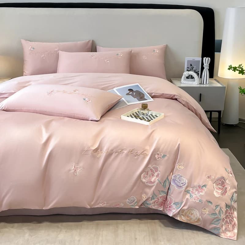 Egyptian Cotton Bed Linen Set with Floral Embroidery Svetanya, Sheets, Cover, Loyalty and Bed linen