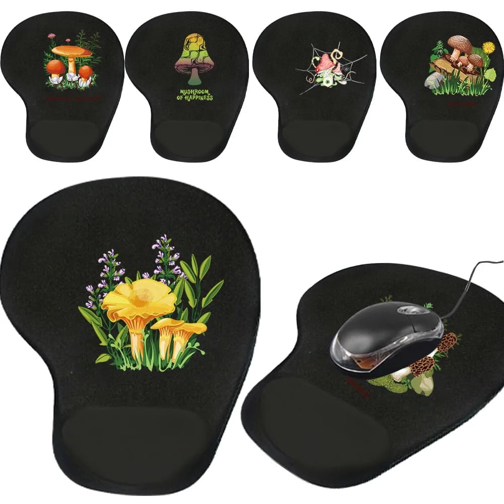 Tappetino per Mouse nero protezione per il polso protezione per il polso tappetino per Mouse tappetino ergonomico per Computer in Silicone stampa da gioco tappetino da scrivania serie fungo